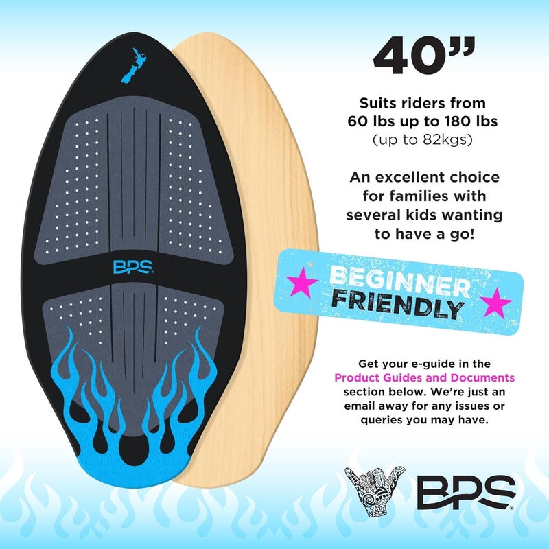 BPS لوح سكيبورد خشبي عالي الأداء "فليم" من نيوزيلندا مع وسادات احتكاك مخصصة - مع حقيبة حمل مبطنة اختيارية مصنوعة من البلاستيك المعاد تدويره - للأطفال أو البالغين، اختر من 4 ألوان - Image 2